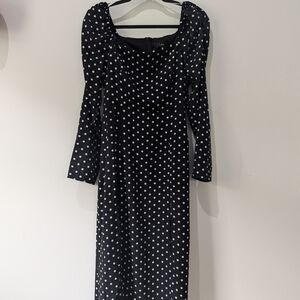 Lulu's Black and White Polka Dot Long Sleeve Dress